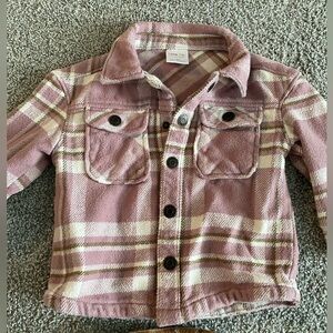 Little Co Pink Flannel Shacket 18M